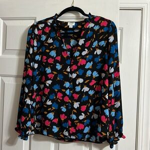 J. Crew Floral Long Sleeve Blouse with Buttons Size Small
